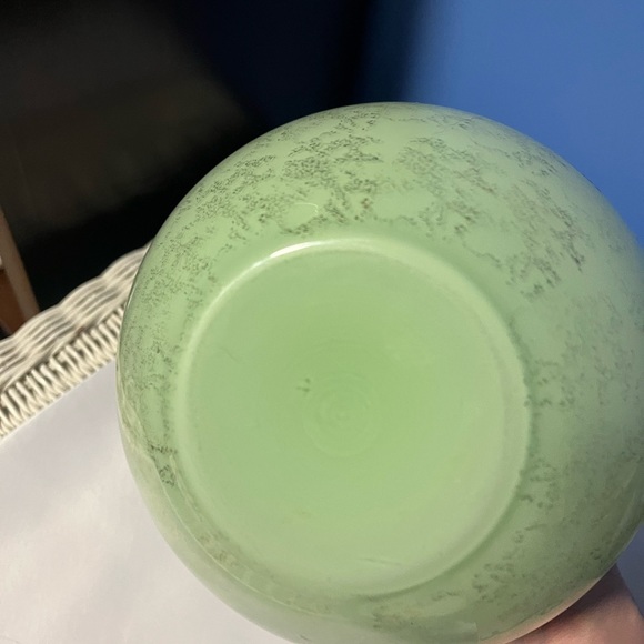 Vintage glass round vase with hand painted floral design  gold trim - Picture 10 of 13